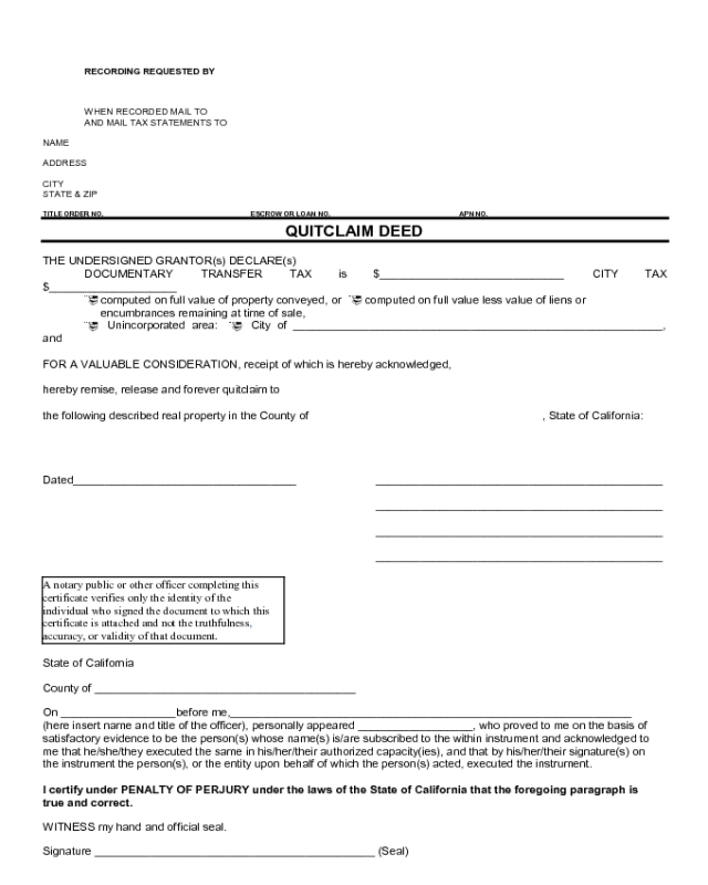 2020 Quit Claim Deed Form Fillable Printable PDF Forms Handypdf