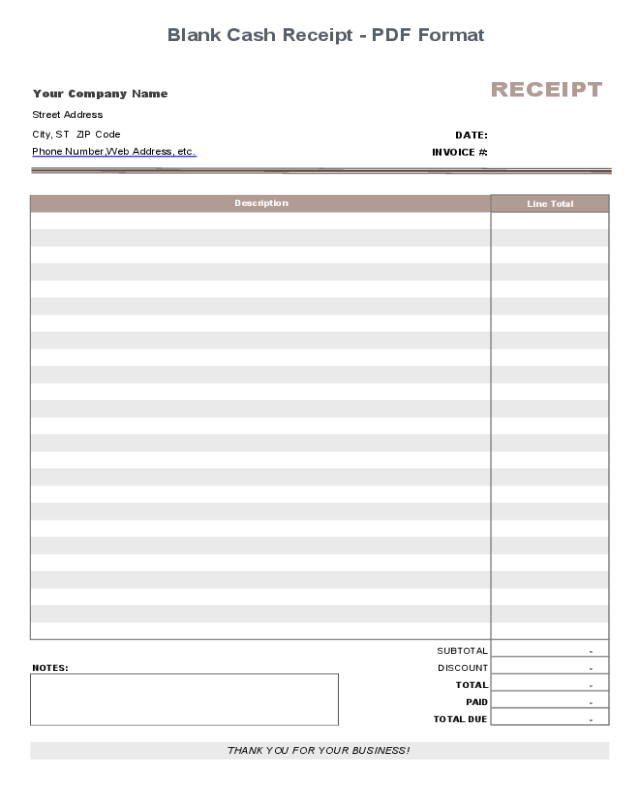 Blank Sales Receipt