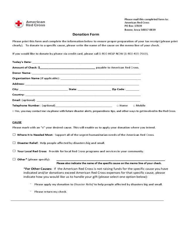 Blood Donation Form - American Red Cross