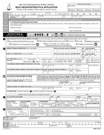 2024 Boat Registration Form Fillable Printable PDF Forms Handypdf   Boat Registrationtitle Application Nyc Page1 M 