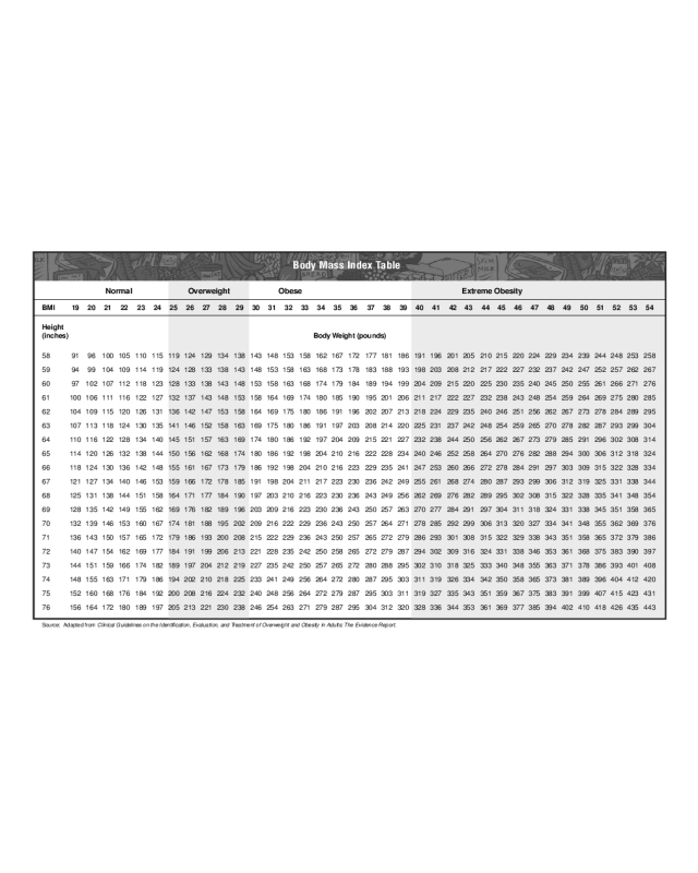 2021 Bmi Chart Fillable Printable Pdf And Forms Handypdf