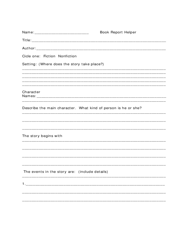 2024 Book Report Template Fillable, Printable PDF & Forms Handypdf