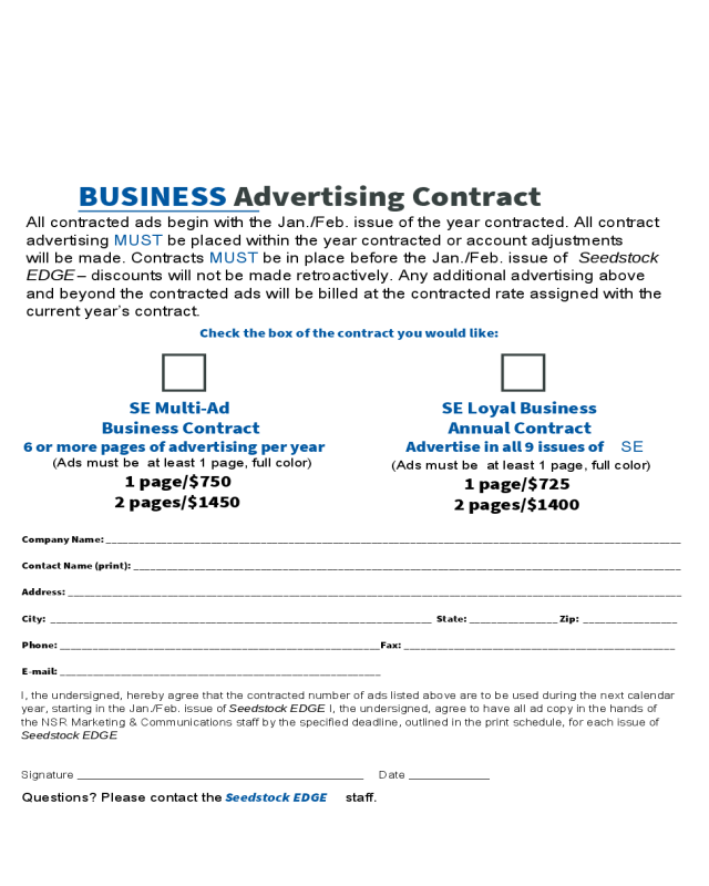 Business Advertising Contract
