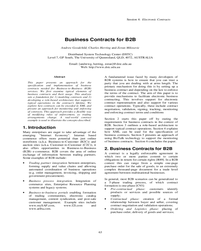 Business Contract for B2B