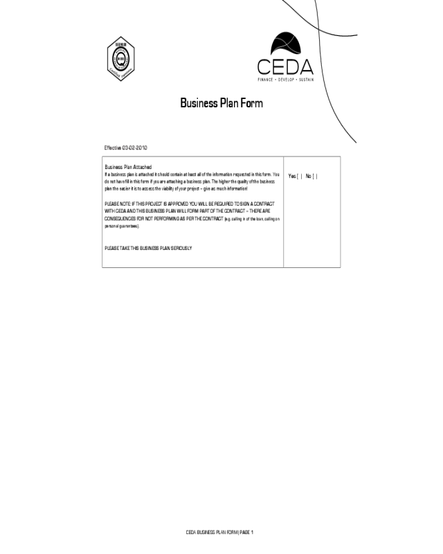 Business Plan Form - CEDA