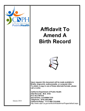 California Affidavit to Amend A Birth Record - Edit, Fill, Sign Online ...