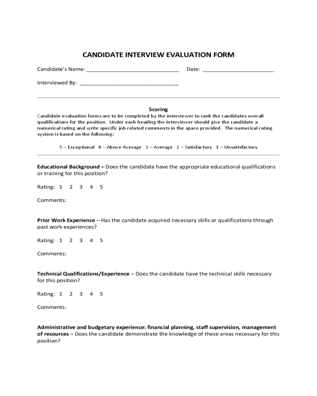 Candidate Interview Evaluation Form