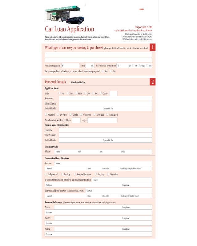 Car Loan Application Form - RANSCOMM