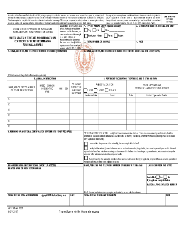 Certificate Collection Form - USDA