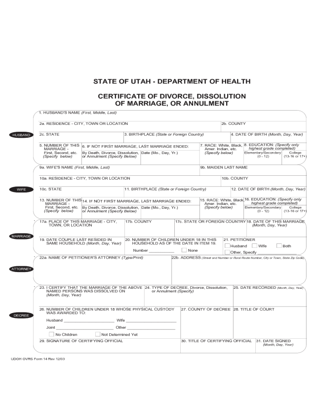 dissolution of marriage records