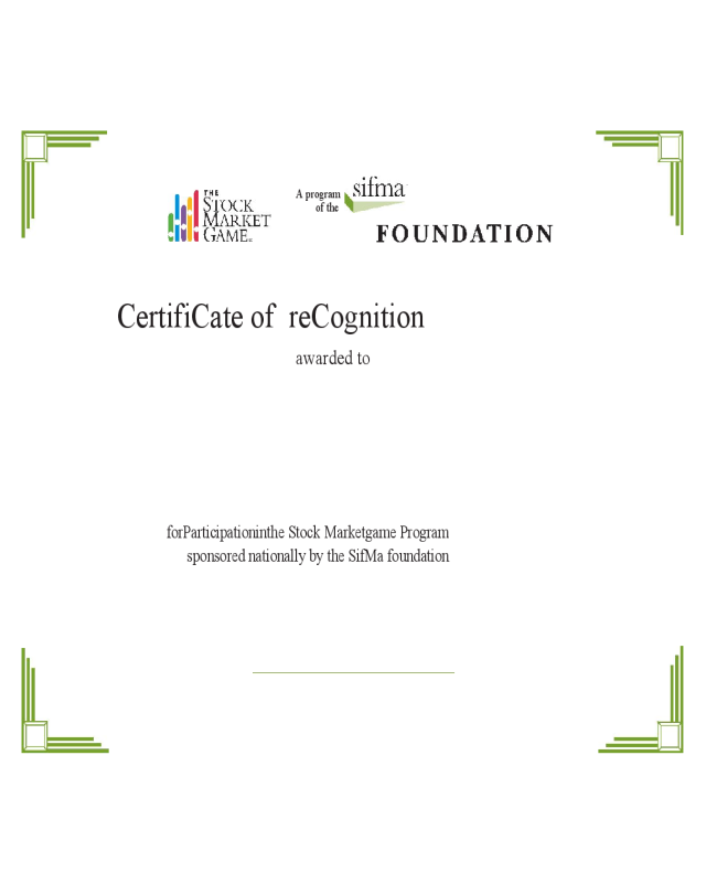 CertifiCate of Recognition Template