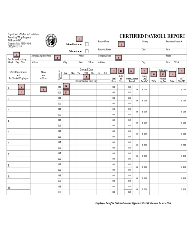 Certified Payroll Report - Washington