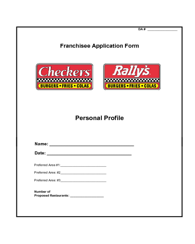 Checkers Drive-In Application Form
