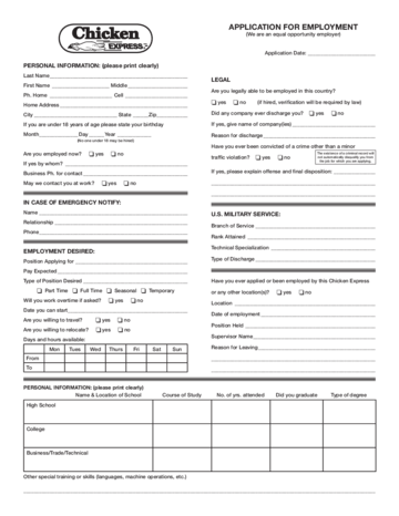 Chicken Express Application Form - Edit, Fill, Sign Online | Handypdf