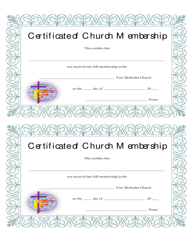 Church Membership Certificate