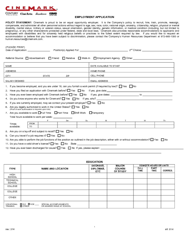 Cinemark Application Form Edit Fill Sign Online Handypdf Free Download Nude Photo Gallery 3630