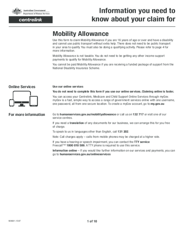 2025 Mobility Allowance Form Fillable Printable PDF Forms Handypdf