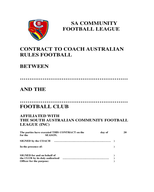Coaching Contract Template - South Australia