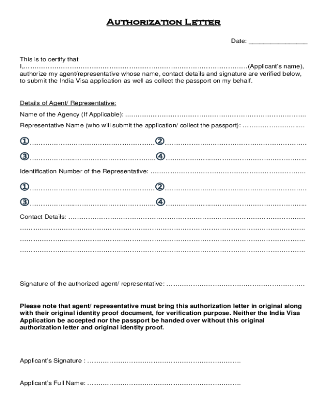 Collect Passport Authorization Letter Sample