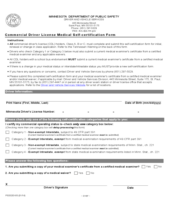 Driver accreditation medical form sa