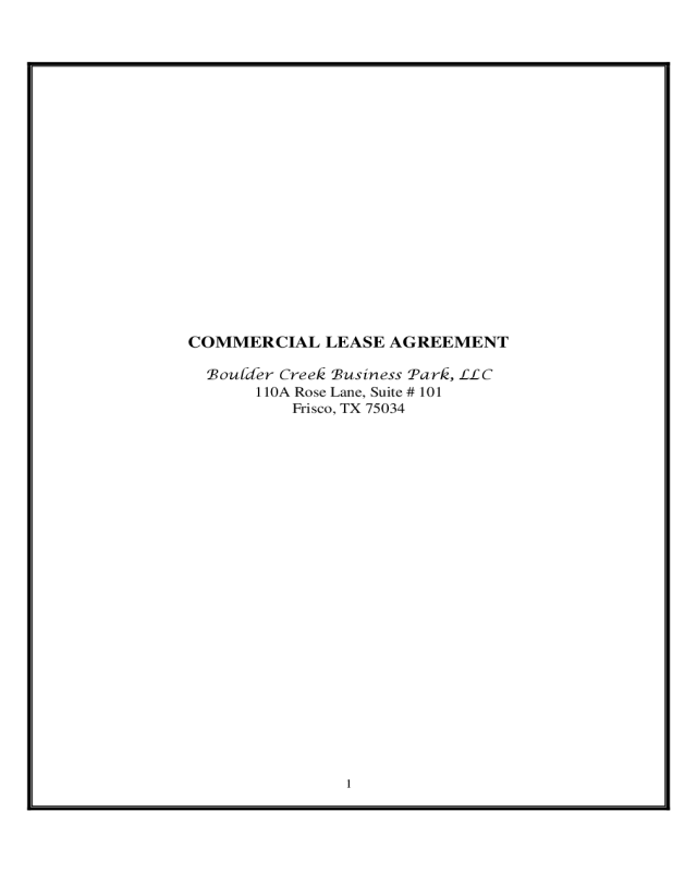 COMMERCIAL LEASE AGREEMENT FORM