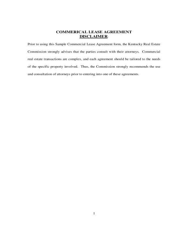Commercial Lease Agreement - Kentucky