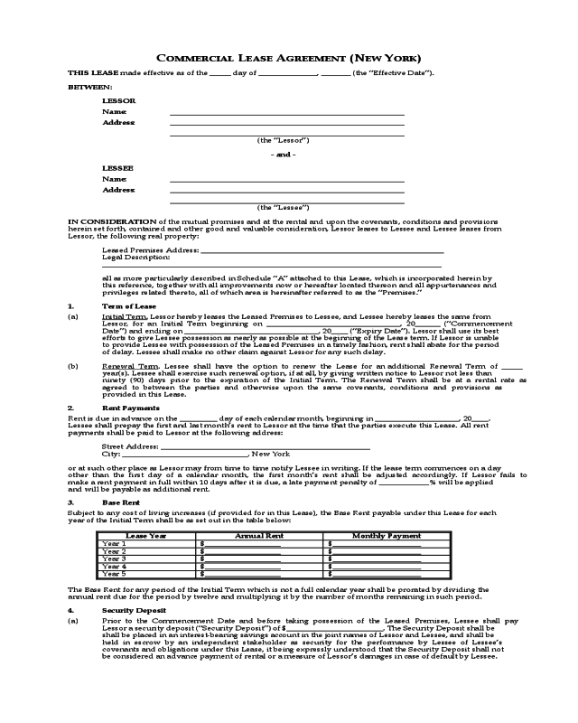 commercial lease agreement new york edit fill sign online handypdf