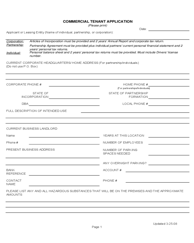 Commercial Lease Application Template from handypdf.com