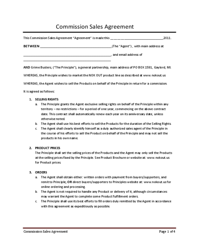 Commission Sales Agreement