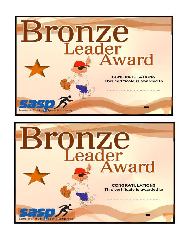Congratulations Certificate for Bronze Leader Award