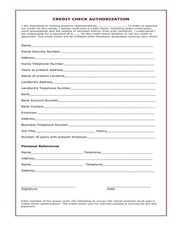 Connecticut Credit Check Authorization Form