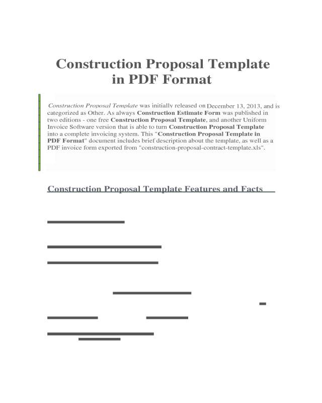 Construction Proposal Template in PDF Format