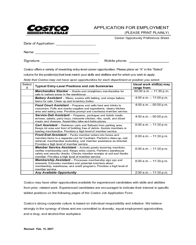 Costco Application Form Edit, Fill, Sign Online Handypdf