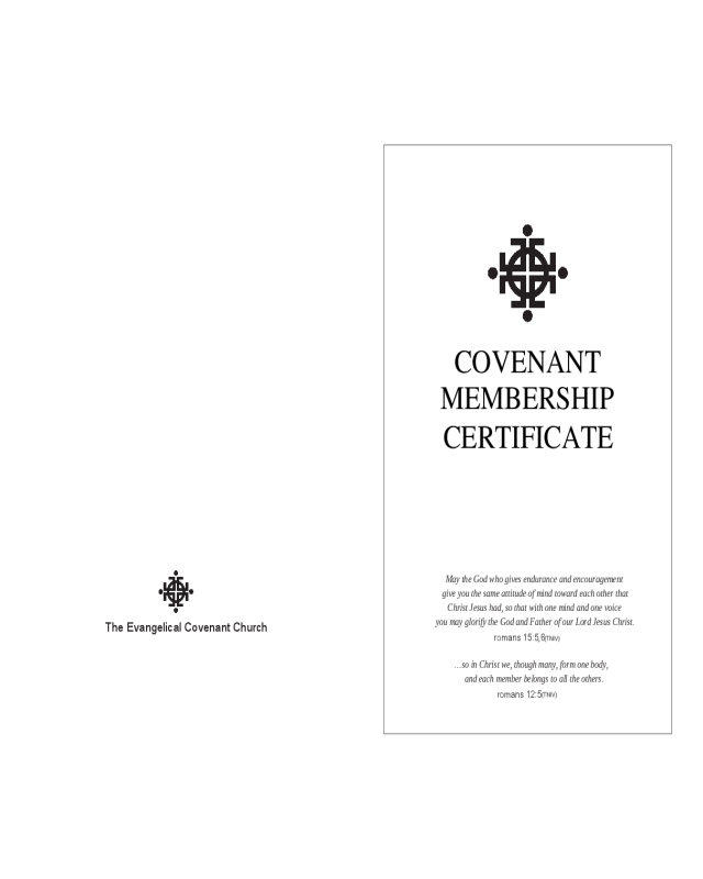 Covenant Membership Certificate