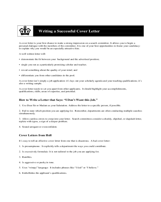 Cover Letter Form - Columbia