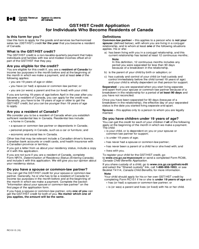 Credit Application for Individuals Who Become Residents of Canada