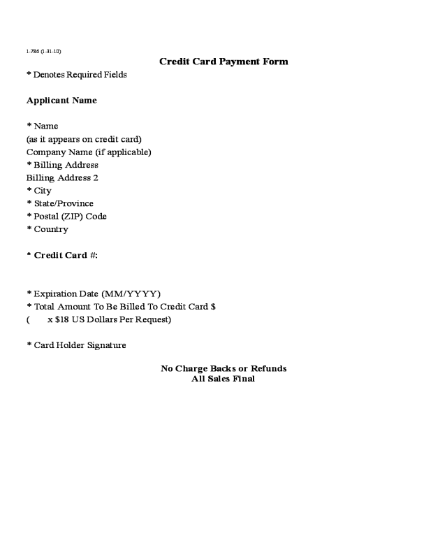 Credit Card Payment Form Template