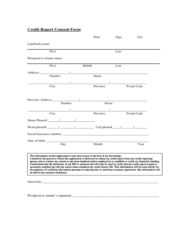 Credit Report Consent Form