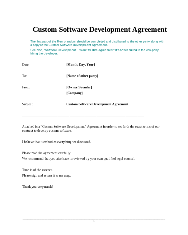 Custom Software Development Agreement