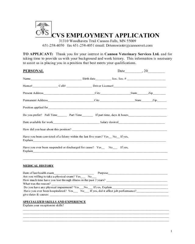 CVS Application Form