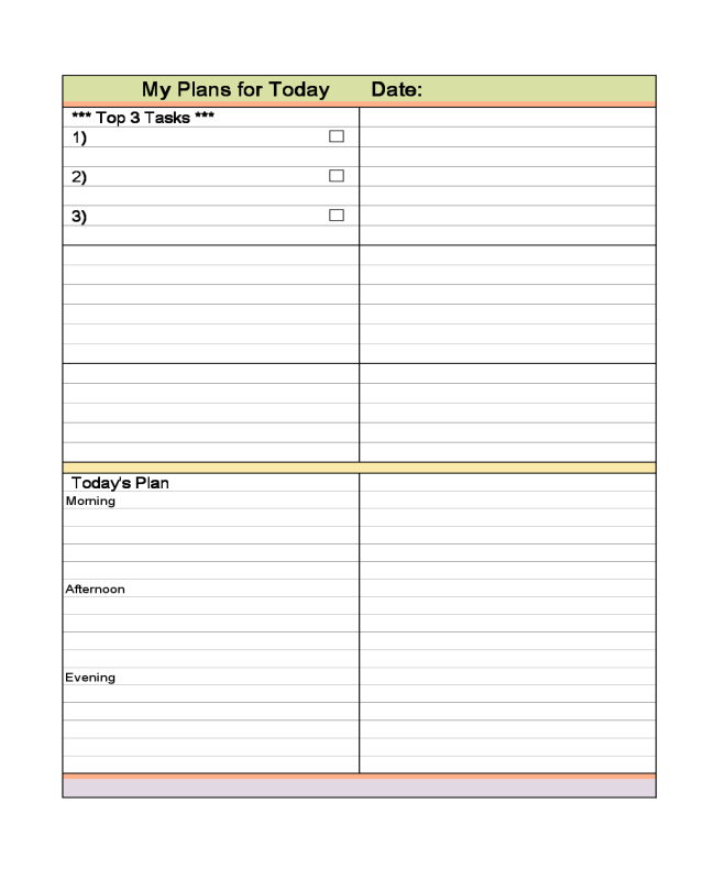 Daily Planner Sample Form
