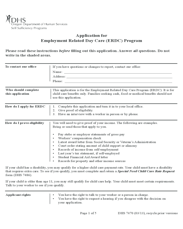 DHS 7470 from Oregon DHS Applications home
