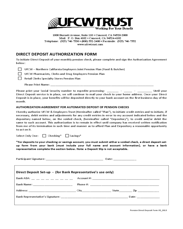 Direct Deposit Authorization Form - California