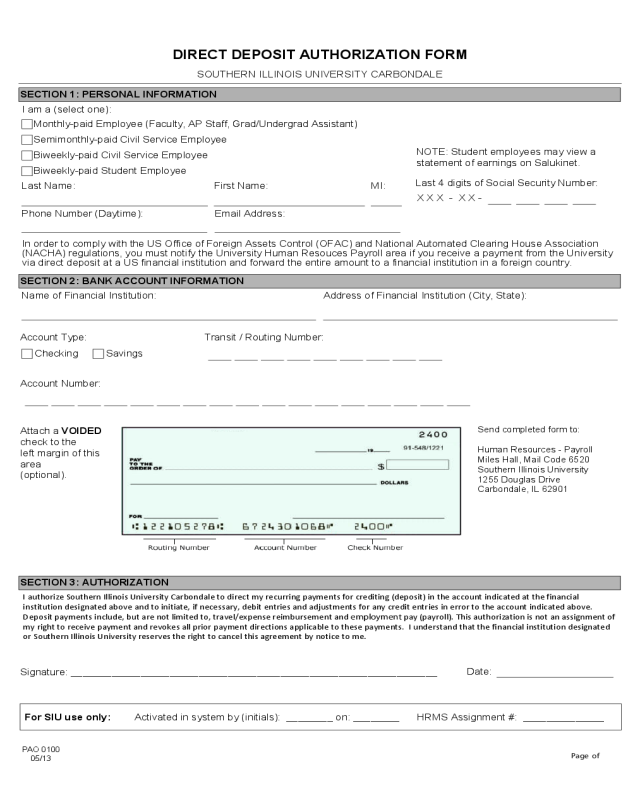 Direct Deposit Form 2025 Pdf