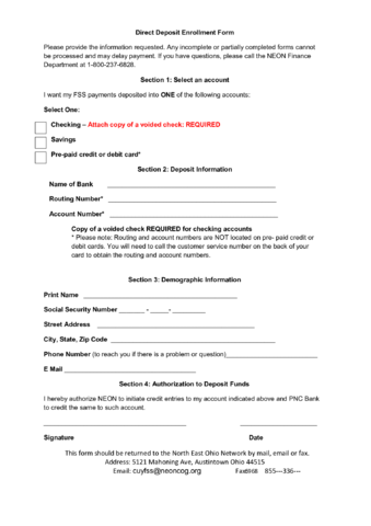 Direct Deposit Enrollment Form - Ohio - Edit, Fill, Sign Online | Handypdf