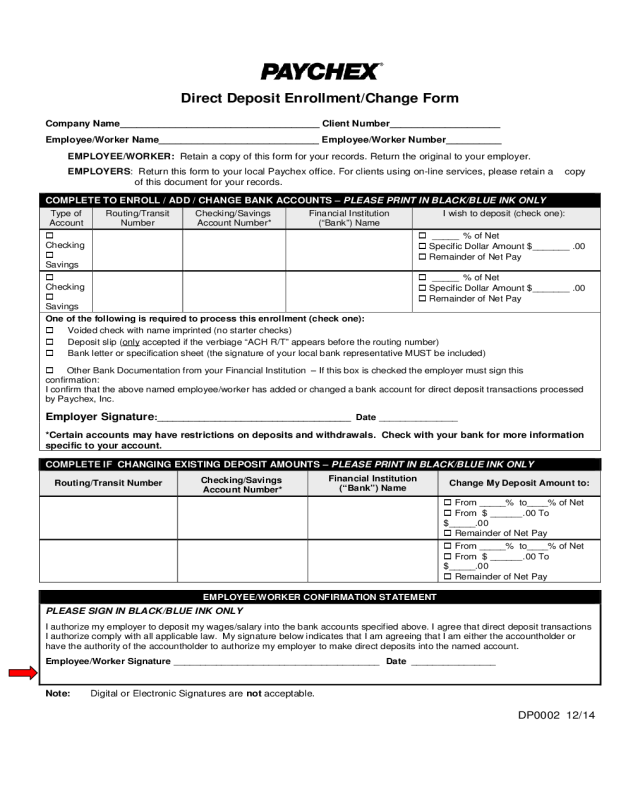 Direct Deposit Enrollment or Change Form