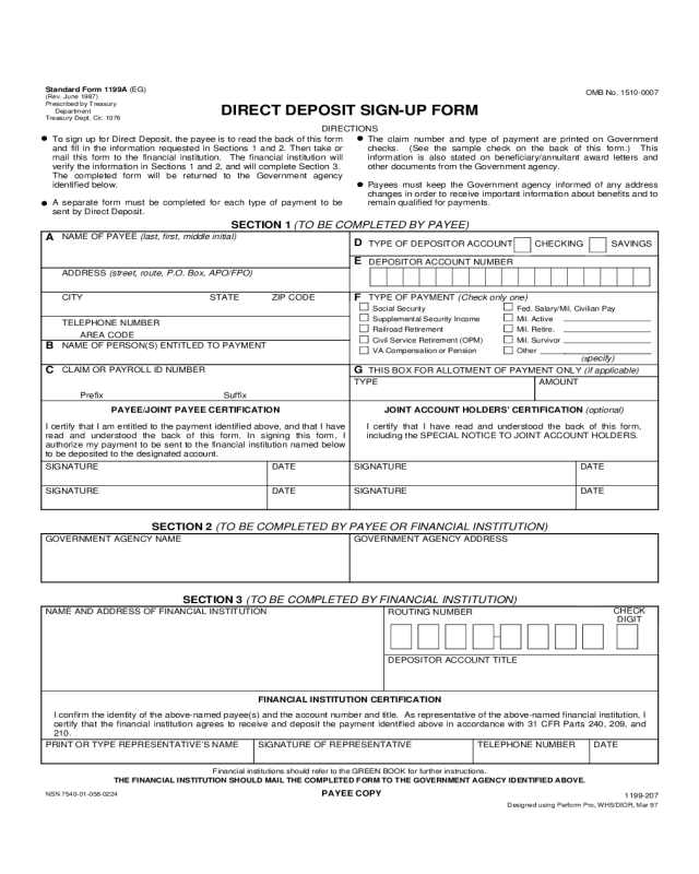 Direct Deposit Sign-Up Form - SSA