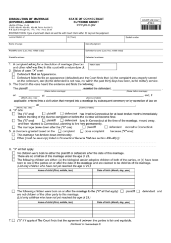 Dissolution Of Marriage Form - Connecticut - Edit, Fill, Sign Online 