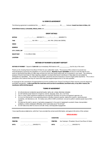 2024 Dj Contract Template Fillable Printable PDF Forms Handypdf