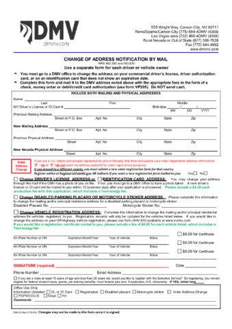 DMV Change of Address Notification - Nevada - Edit, Fill, Sign Online ...